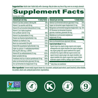 MegaFood Men's 40+ One Daily Multivitamin for Men with Vitamin B Vitamin D3 Selenium Zinc and Real Food Immune Support Energy Metabolism and Muscle and Bone Health Non GMO Vegetarian 30 Tabs