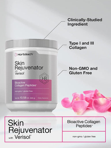 Skin Rejuvenator with Verisol 10.58 oz Bioactive Collagen Peptide Powder Types and III Non GMO Gluten Free Supplement by Horbaach