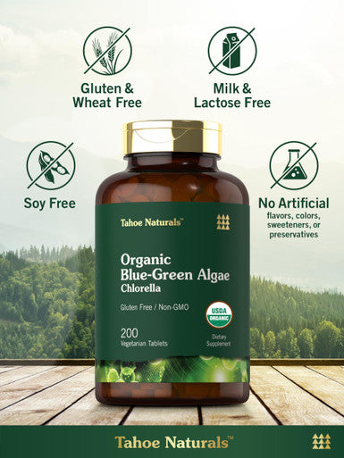 Carlyle Chlorella Blue Green Algae 500Mg | 200 Quick Release Capsules | Non-Gmo, Gluten Free | Tahoe Naturals