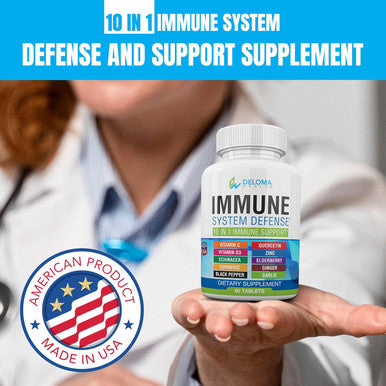 10 In 1 Immune System Support Supplement - Vitamin C (1000 Mg), Quercetin, Vitamin D3 (5000Iu), Zinc (40 Mg), Elderberry, Echinacea, Turmeric, Ginger, Garlic, Black Pepper