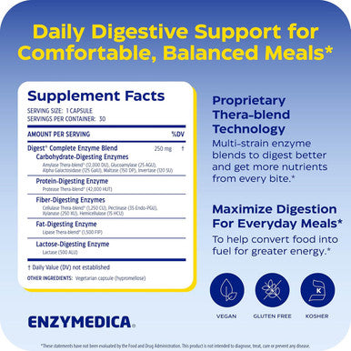 Enzymedica Digest Complete Digestive Enzyme Formula 30 Capsules
