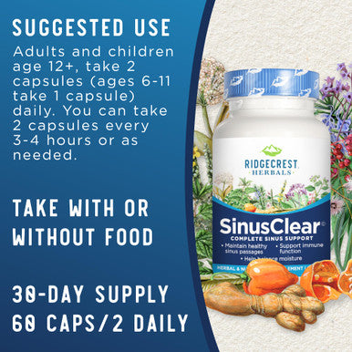 RidgeCrest Herbals SinusClear Complete Sinus Support 60 Vegetarian Capsules