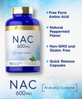 Carlyle Nac N-Acetyl Cysteine 600Mg | 180 Capsules | With Peppermint | Free Form Supplement | Non-Gmo, Gluten Free