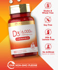 Carlyle Chewable Vitamin D3 6000 Iu Tablets | 180 Count | Natural Berry Flavor | Vegetarian, Non-Gmo And Gluten Free