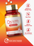 Carlyle Chewable Vitamin D3 6000 Iu Tablets | 180 Count | Natural Berry Flavor | Vegetarian, Non-Gmo And Gluten Free