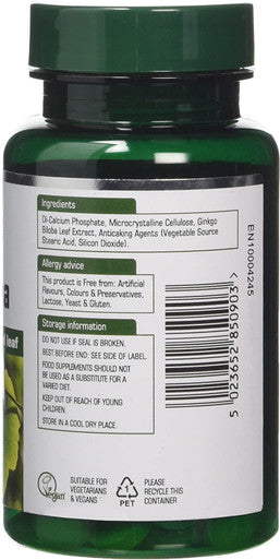 Natures Aid Ginkgo Biloba 6000 mg Equivalent Vegan 90 Tablets