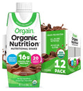 Orgain Organic Nutritional Shake Creamy Chocolate Fudge Meal Replacement 16g Grass Fed Whey Protein 20 Vitamins Minerals Gluten Soy Kosher NonGMO 11 Fl Oz Pack of 12