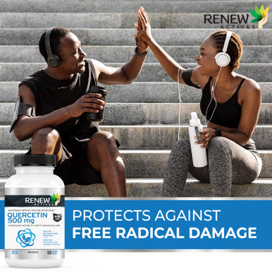 Renew Actives Quercetin 500Mg - Max Potency, Natural Bioflavonoid Antioxidant - Free Radical Defense, Powerful Immune & Circulatory Protection - Boosted Energy For A Healthier Lifestyle - 60 Capsules