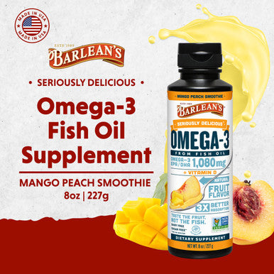 Barlean's Omega-3 Fish Oil Mango Peach Smoothie 16 oz