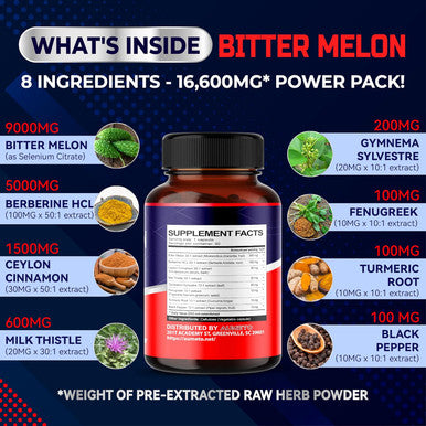 Aumeto Bitter Melon Capsules - Enhanced with Berberine Ceylon Cinnamon for Circulation Wellness and Immune Function (90 Count (Pack of 1))