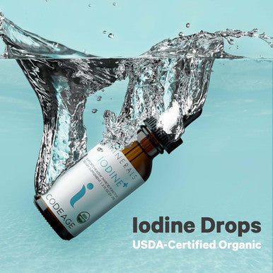 Codeage USDA Organic Iodine Drops - USDA Organic - 250 Mcg Per Serving - 1+ Year Supply - Liquid Iodine Supplement - Pure Clear Iodine - Vegan Iodine Liquid Drop - 2 fl oz