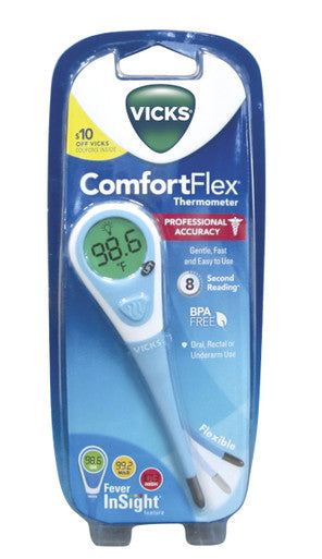 Vicks ComfortFlex Digital Thermometer Accurate Color Coded Readings in 8 Seconds Digital Thermometer for Oral Rectal or Under Arm Use