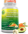 Liposomal Glutathione 500mg Reduced Glutathione Supplement with Organic Whole Foods for Enhanced Absorption Master Antioxidant Detoxifier Immune Cardiovascular Support 2 Month Supply