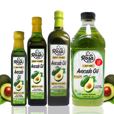De La Rosa 100% Pure Avocado Oil, Kosher for Passover, Vegan, Non-GMO & Gluten Free, Great for High Smoke Point Cooking, First Cold Pressed Avocado Oil | 67.6 Oz (Pack of 1)