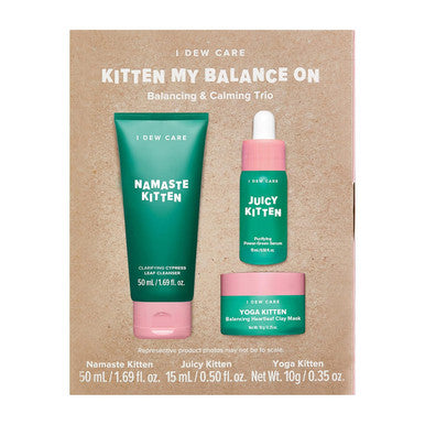 I Dew Care Skincare Set - Kitten My Balance On + Soft Silicone Face Mask Brush + Face Wash Headband - Black Cat Bundle