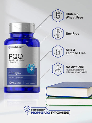 PQQ 40mg 120 Capsules Maximum Strength Non GMO and Gluten Free Supplement Pyrroloquinoline Quinone Disodium Salt by Horbaach