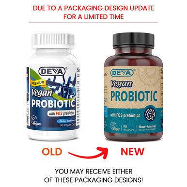 Deva Vegan Probiotic with FOS Prebiotics Supplement - 2 Billion CFU with 100 MG of Prebiotics Per Serving for Men & Women - Non-Dairy Gluten - Naturally Shelf Stable - 90 Capsules