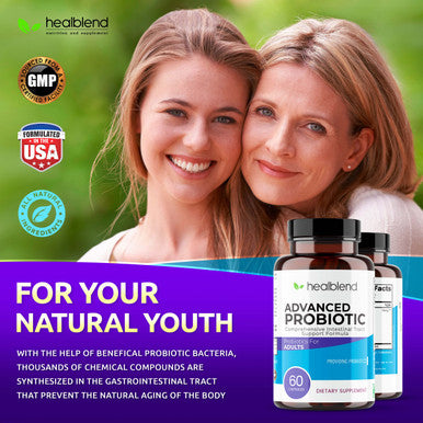 Advanced Probiotic Caps Dietary Supplement Capsules, Supports Intestinal Health Digestion, Immune System Support, Non-GMO, Gluten-Free, 60 Veg Caps
