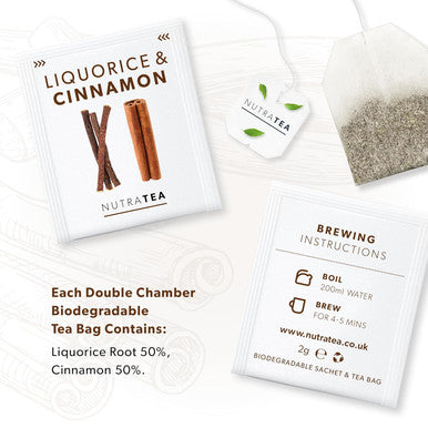 Nutra Tea - Liquorice & Cinnamon Tea | Licorice Tea | Cinnamon Tea - 20 Tea Bags - Herbal Tea - (1 Pack)