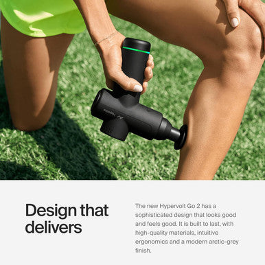 Hyperice Hypervolt Go 2 in Black - Featuring Quiet Glide Technology - Handheld Percussion Massage Gun | 3 Speeds 2 Interchangeable Heads | Helps Relieve Sore Muscles and Stiffness | FSA-HSA Eligible