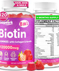 Biotin Gummies 20000 Mcg, Biotin For Hair Growth Women, 8-In-1 Biotin Gummies With Collagen, Keratin & Folic Acid, Biotin Gummies For Women, Biotin Gummies For Hair Skin & Nails, Non-Gmo, 120 Servings