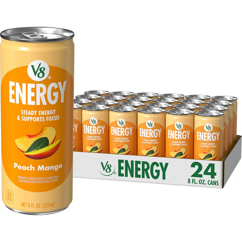 V8 Energy Strawberry Banana Juice Energy Drink, 8 fl oz Can (24 Pack)