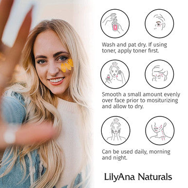 LilyAna Naturals Charcoal Face Scrub 3 Oz and Vitamin C Serum 1 Oz Bundle AntiAging Facial Exfoliator and Face Serum with Hyaluronic Acid and Vitamin E Anti Aging Serum for Women and Men