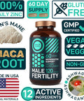 Fertility Supplements For Men Prenatal Vitamin - Maca Root, Ashwagandha, L Arginine, Zinc, Plus Naturals Conception Men Fertility Vitamins And Male Fertility Support Supplements - 120Caps For 2 Months