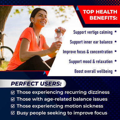 Aumeto Vertigo Support Complex with Ginkgo Biloba Chamomile Ginger Vitamin D3 B12 - Advanced 14-in-1 Formula for Spinning Dizziness Inner Ear Balance - Made in The USA