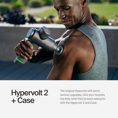 Hyperice Hypervolt 2 - Featuring Quiet Glide Technology - Handheld Percussion Massage Gun | 3 Speeds 5 Interchangeable Heads | Helps Relieve Sore Muscles and Stiffness (Hypervolt 2 w/Carrying Case)