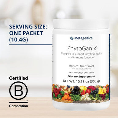 Metagenics PhytoGanix - Superfood Fruits & Veggies Powder - with Amylase Chia Seed Powder & Lactobacillus acidophilus - Tropical Fruit Flavor - 29 Servings - 10.58 oz