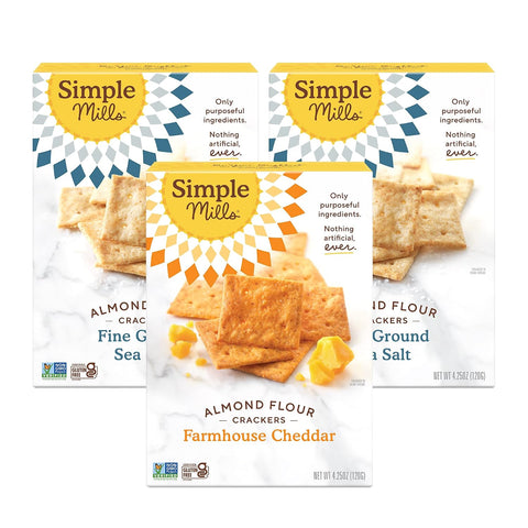 Simple Mills Almond Flour Crackers Family Size Fine Ground Sea Salt Gluten Vegan Healthy Snacks 7 Ounce (Pack of 1)