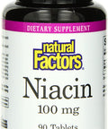 Natural Factors Vitamin B3 Niacin 100mg Tablets 90Count Pack of 2