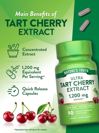 Nature's Truth Tart Cherry Extract Capsules Non-Gmo & Gluten Supplement 90 Count