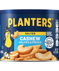 PLANTERS Lightly Salted Cashews, Cashew Halves & Pieces, Plant-Based Protein, 8 Oz Canister, Great Party Snack