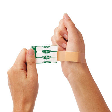 Curad Quick Strip Plastic Sterile Adhesive Bandages with Fast Application 1" x 3" Box of 100