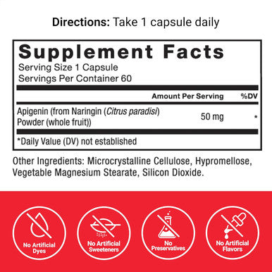 Force Factor Apigenin Supplement for Relaxation and Stress Support Powerful Bioflavonoid and Antioxidant Apigenin 50mg Premium Quality Vegan Non-GMO 60 Capsules (Packaging May Vary)