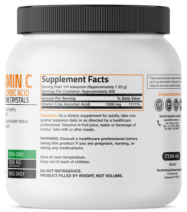 Vitamin C Powder Pure Ascorbic Soluble Fine Non GMO Crystals Promotes Healthy Immune System and Cell Protection Powerful Antioxidant - 1 Kilogram (2.2 Lbs)
