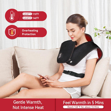 Snailax Heating Pad For Neck And Shoulders, Electric Heat Pad For Back Pain, Weighted Heated Wrap, 24V Safety Volt. Heating Pads With Massager, 2 Heat Levels & 5 Massage Modes, Gifts