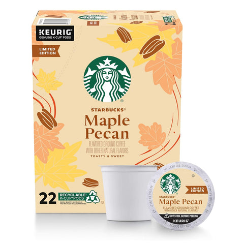 Starbucks K-Cup Coffee Pods, Caramel Naturally Flavored Coffee For Keurig Brewers, 100% Arabica, 1 Box (22 Pods)