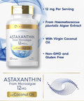 Carlyle Astaxanthin 12mg | 120 Softgels | Supplement from Microalgae | with Coconut Oil | Non-GMO & Gluten