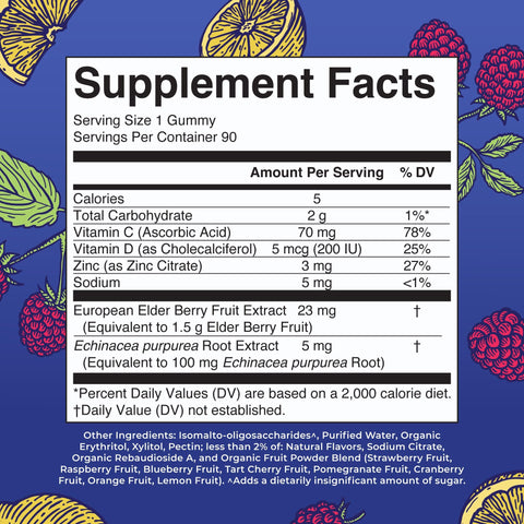 Maryruth'S Sugar Free Immunity Gummies Powerful Blend Elderberry Vitamin C & Zinc Vitamin D3 & Echinacea Immune Support Supplement Gummies For Kids & Adults Vegan Non Gmo 90Ct