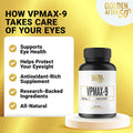 Golden After 50 VpMax9 Vision Support Supplement 3 Bottles Eye Health Support and Antioxidant Supplement with Eye Vitamins Lutein Lycopene and Bilberry Extract