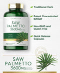 Carlyle Saw Palmetto Extract | 3600mg | 250 Capsules | Non-GMO and Gluten Formula from Saw Palmetto Berries