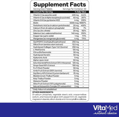 Hair Skin And Nails Vitamins - Collagen Pills For Hair Growth, Biotin 5000Mcg To Strengthen Nails And Glowing Skin, Hyaluronic Acid, Vitamin C, E, B6, Keratin Hair Treatment (60 Tablets)