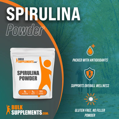 BulkSupplements Spirulina Powder - Green Powder Superfood Supplement, Antioxidants Source - Blue Green Algae Powder - 9g of Pure Spirulina , (1 Kilogram - 2.2 lbs)