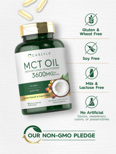 Carlyle Mct Oil Capsules 3600 Mg | 70 Softgels | Keto Coconut Oil Pills | Non-Gmo & Gluten Free Supplement