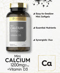Calcium With D3 | 1200Mg | 300 Mini Softgels | Non-Gmo And Gluten Free Supplement | By Carlyle