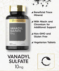 Vanadyl Sulfate 10Mg 180 Tablet Capsules With Chromium Picolinate Vegetarian Non-Gmo Gluten Free Supplement By Carlyle
