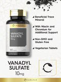 Vanadyl Sulfate 10Mg 180 Tablet Capsules With Chromium Picolinate Vegetarian Non-Gmo Gluten Free Supplement By Carlyle